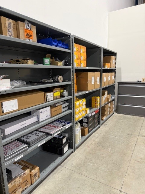 Organized shelves of CNG and RNG parts